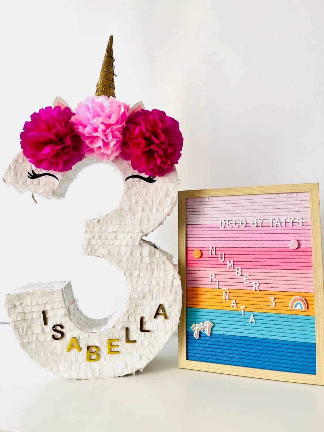 Handgemachte Einhorn-Zahlen-Piñata auf Bestellung